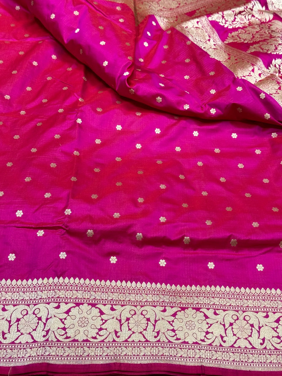 Rani Pink Pure Silk Saree