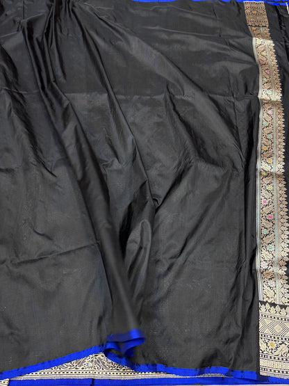Black Handwoven Banarasi Pure Silk Saree