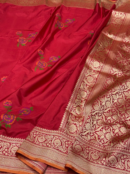 Red Handwoven Banarasi Pure Silk Saree