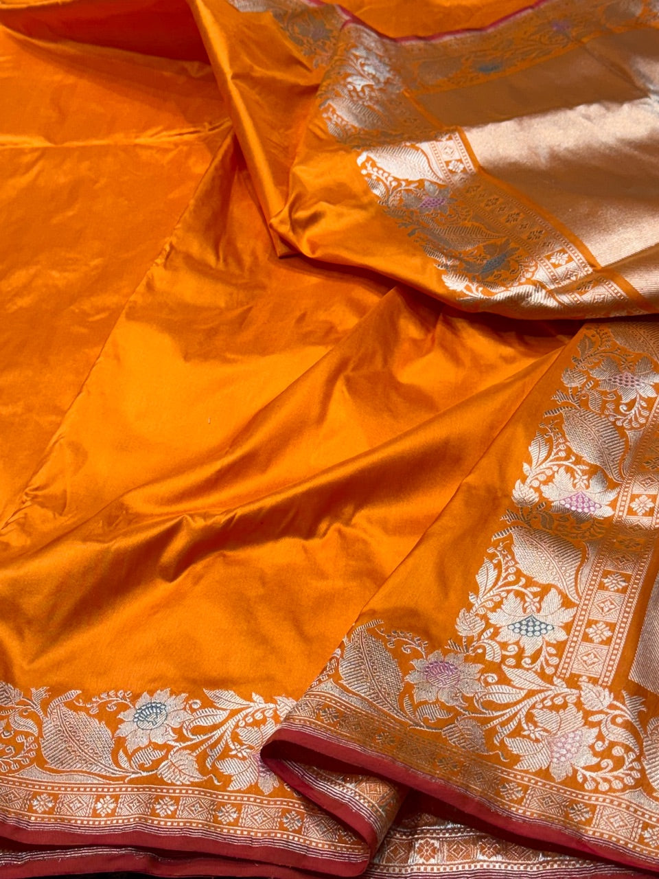 Orange Handwoven Banarasi Silk Saree