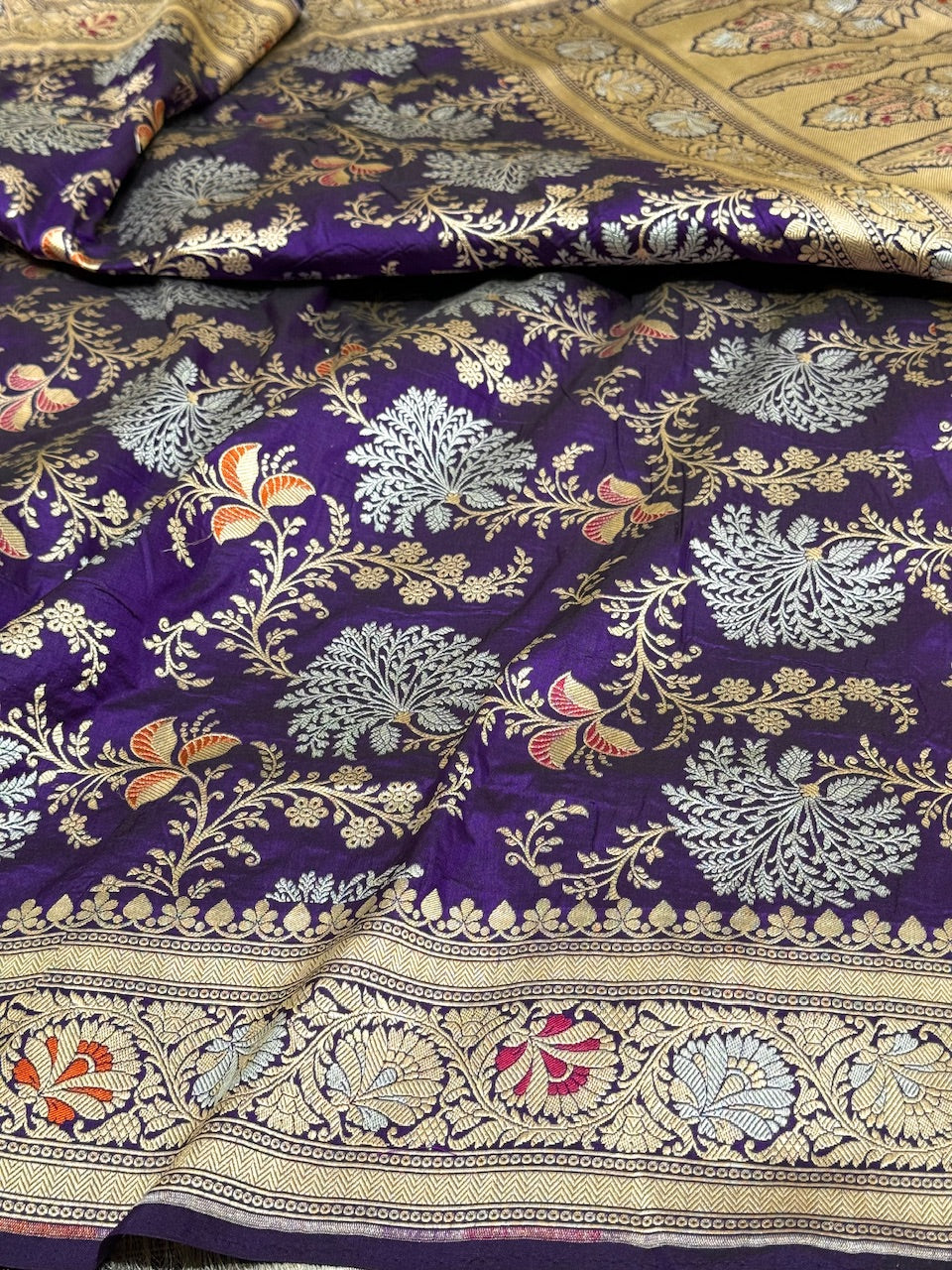 Purple Minakari Pure Silk Saree