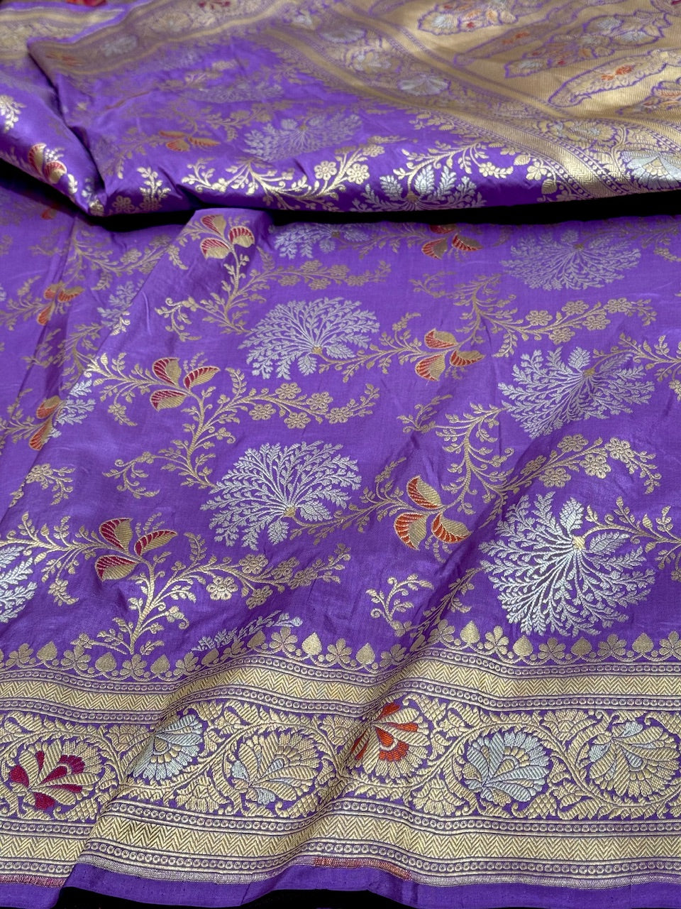 Lavender  Minakari Pure Silk Saree