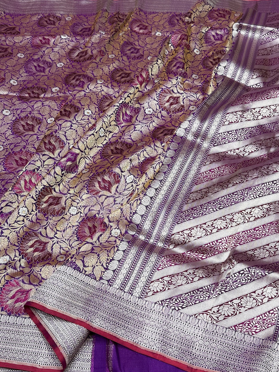 Handwoven Pure Banarasi Silk Brocade Saree