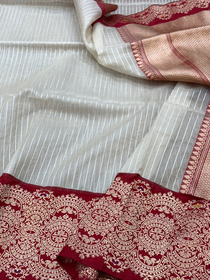Ivory Handwoven Pure Organza Saree