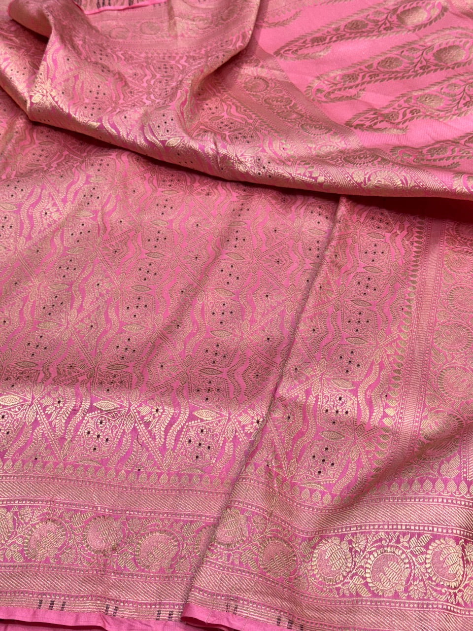 Baby Pink Minakari Pure Silk Brocade Saree