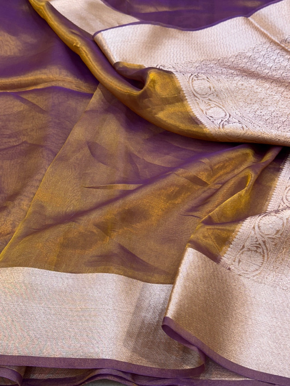 Copper Pure Tissue Saree