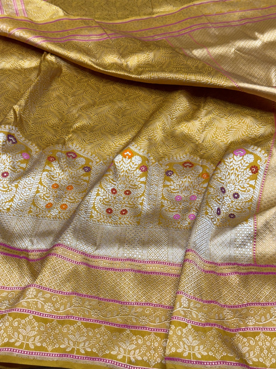 Mustard Yellow Handwoven Banarasi Pure Silk Saree