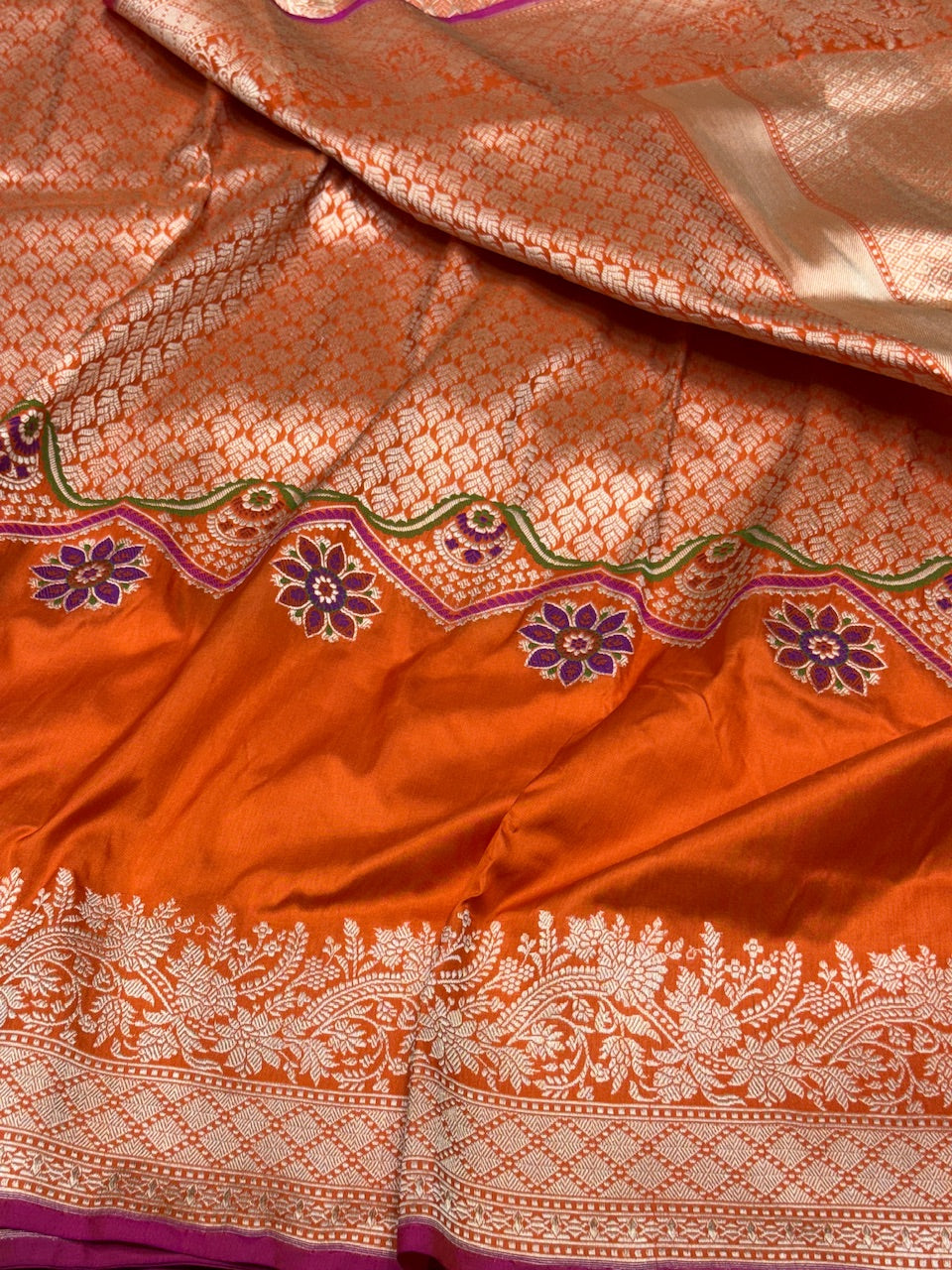 Orange Handwoven Banarasi Pure Silk Saree