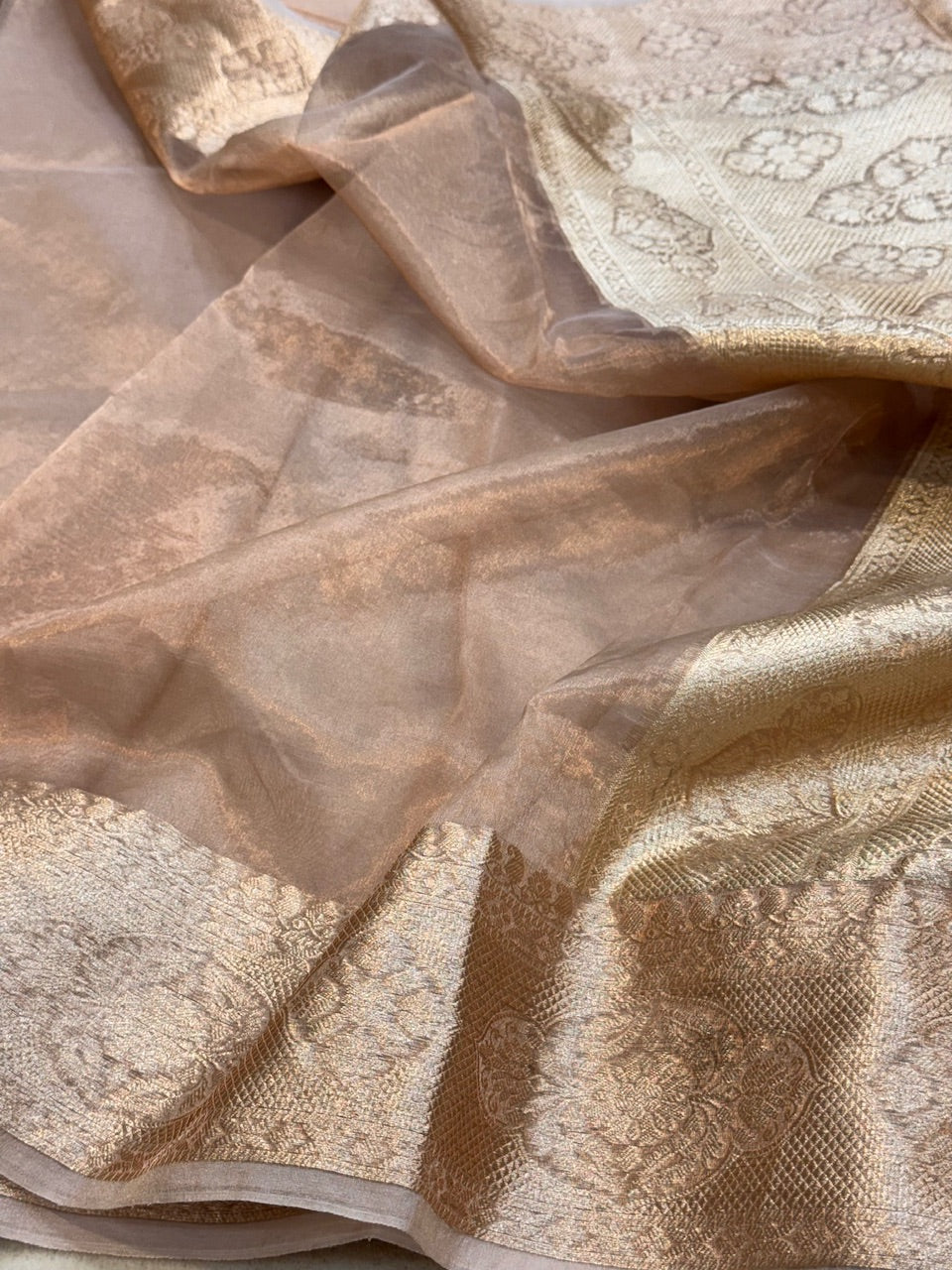 Rose Gold Pure Tissue Saree