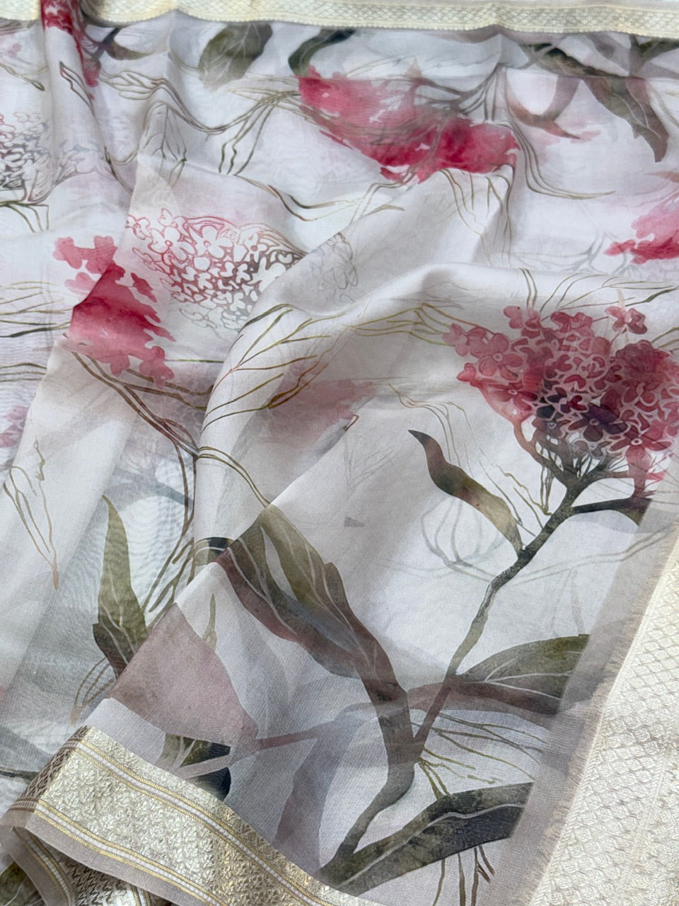 Printed Pure Organza Silk Saree