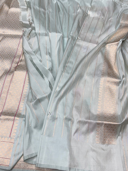 Powder Blue Rangkaat Handwoven Banarasi Saree