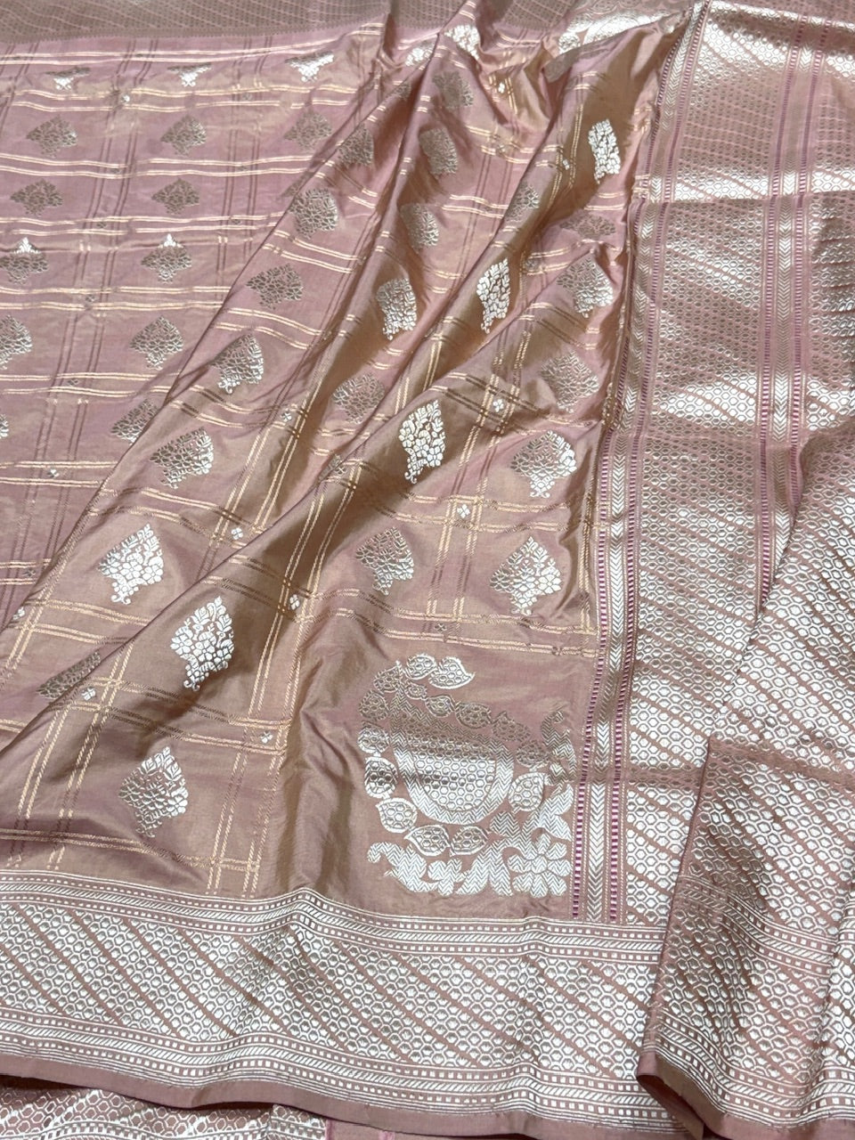 Peach Handwoven Banarasi Pure Silk Saree