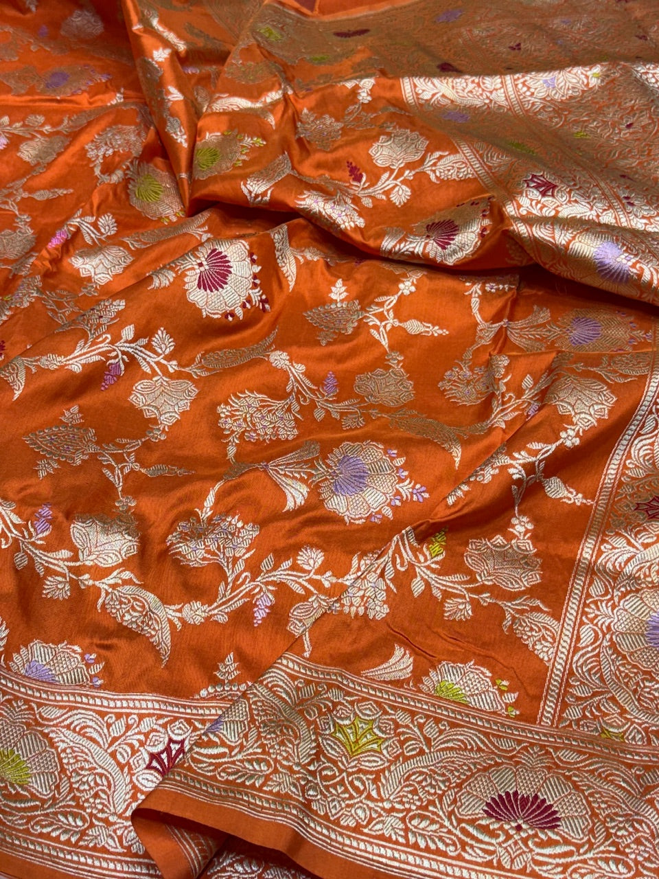 Orange Handwoven Banarasi Pure Silk Saree