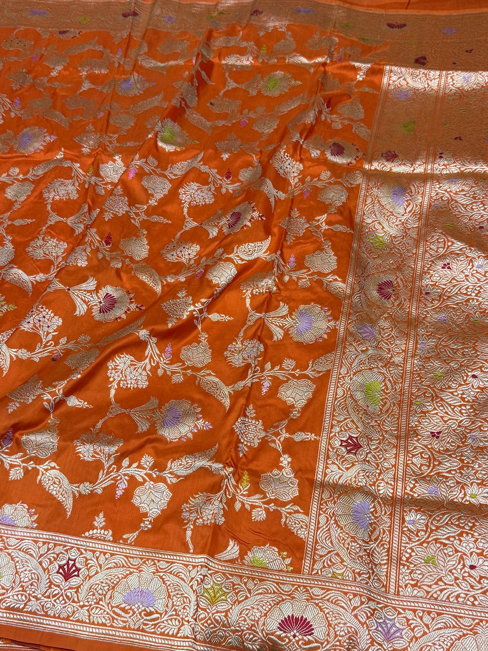 Orange Handwoven Banarasi Pure Silk Saree