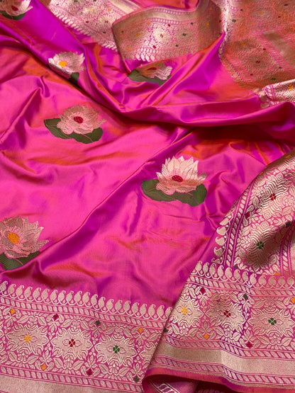 Rani Pink Ektara Silk Handwoven Saree