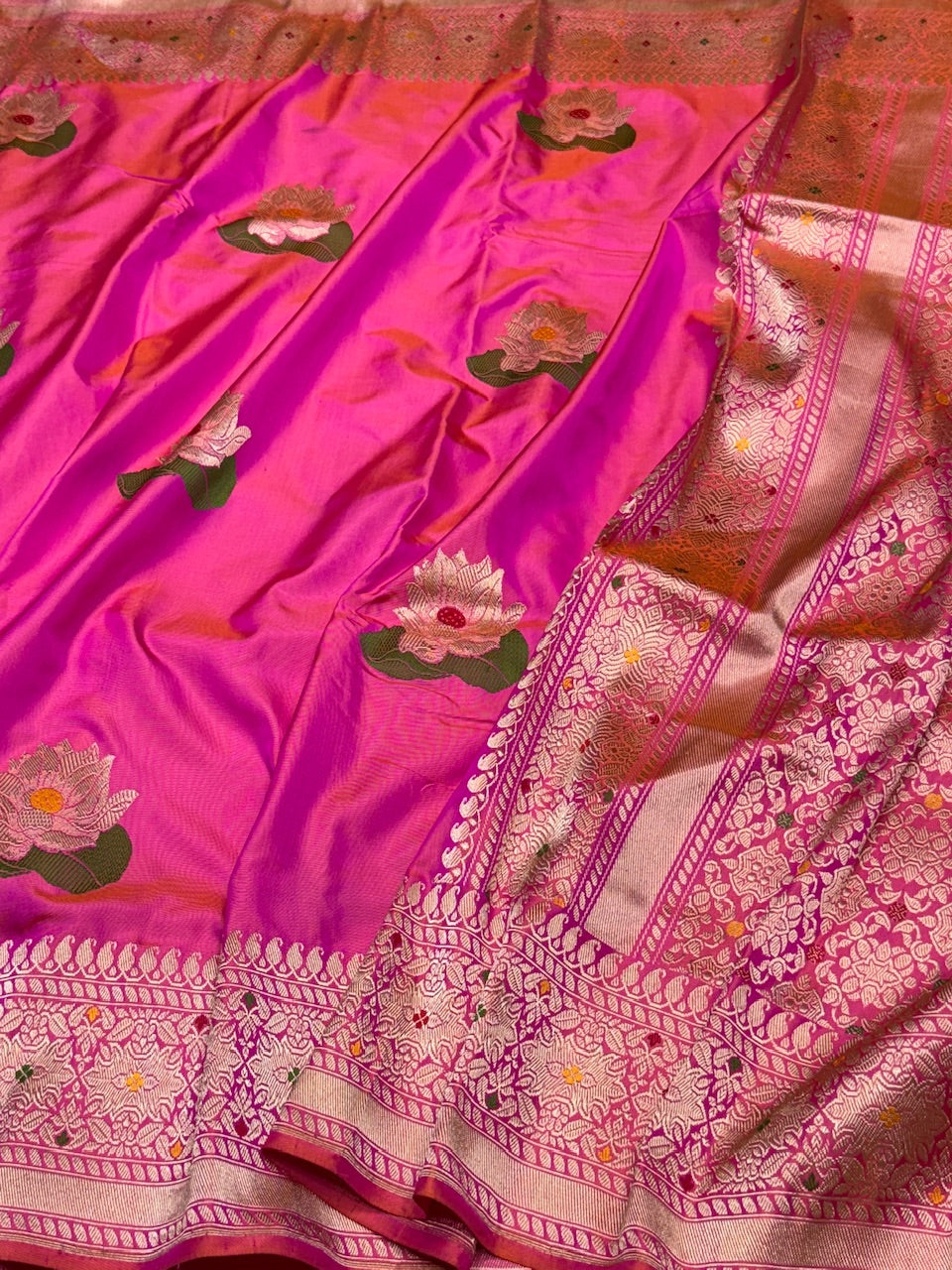 Rani Pink Ektara Silk Handwoven Saree