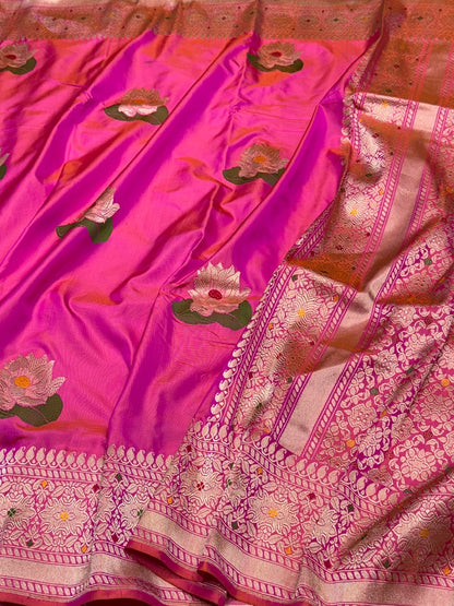 Rani Pink Ektara Silk Handwoven Saree