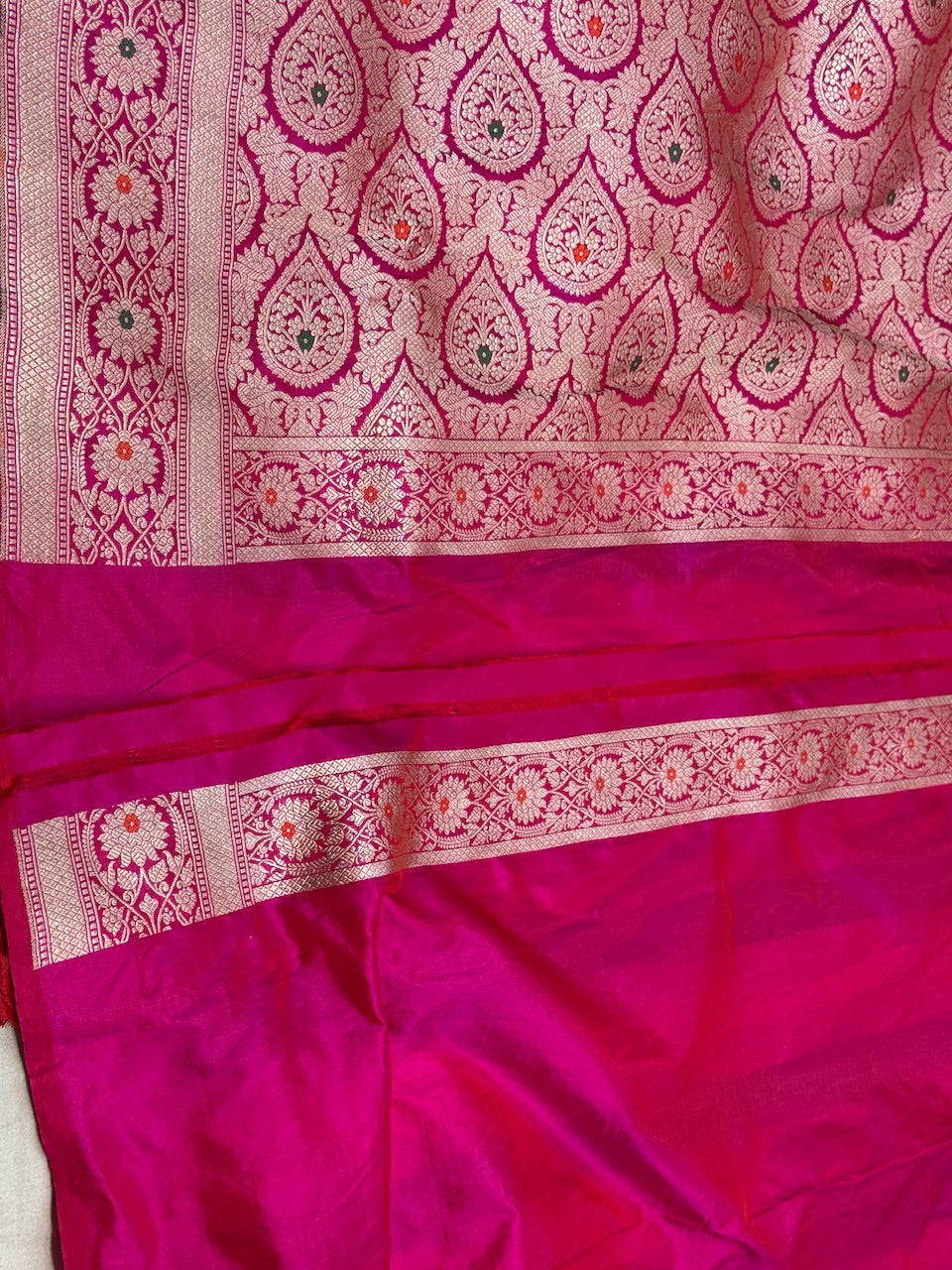 Rani Pink  Minakari Pure Silk Saree