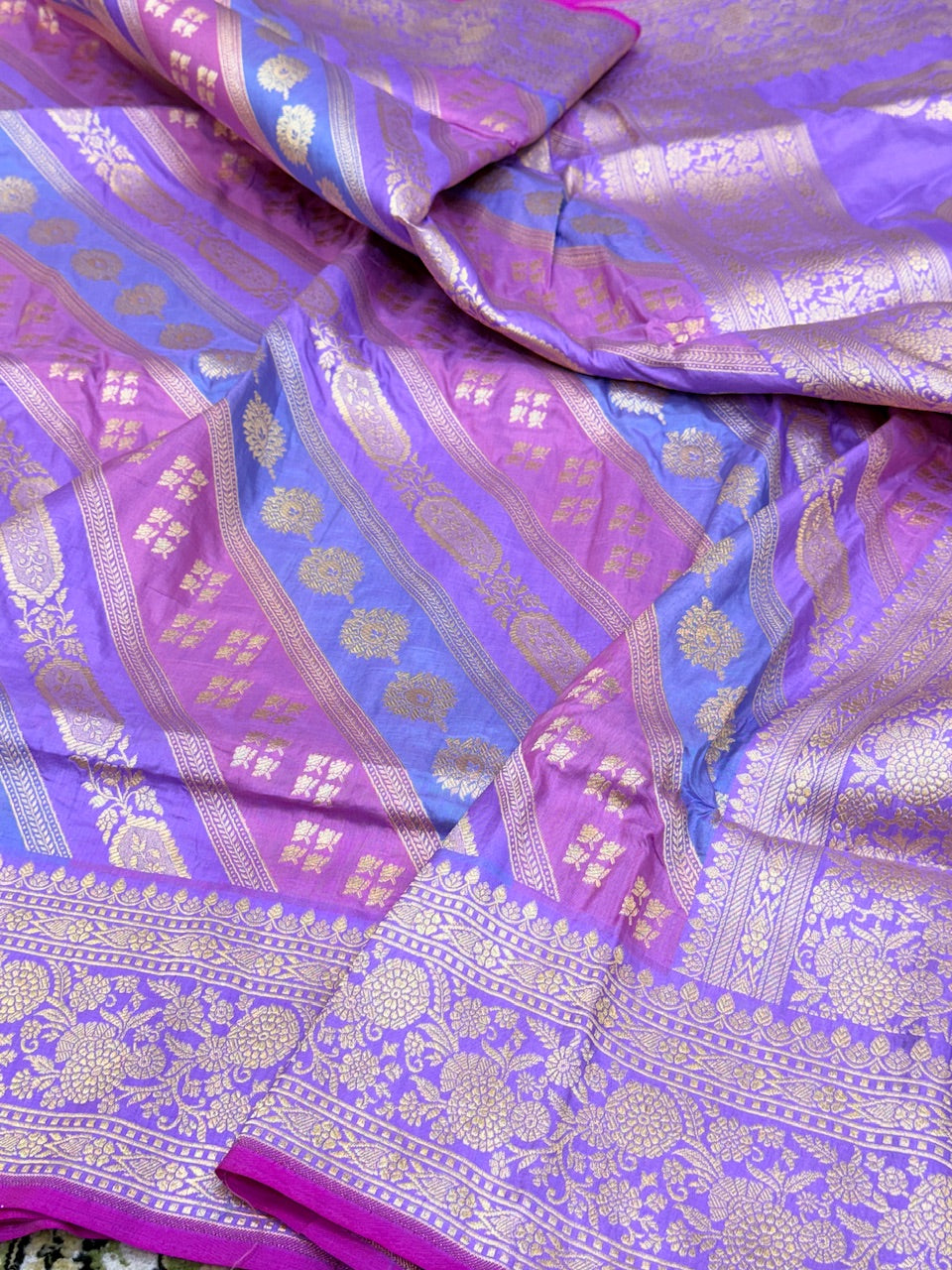 Multicolour Banarasi Pure Silk Saree – Cutwork Weave in 100% Pure Katan Silk