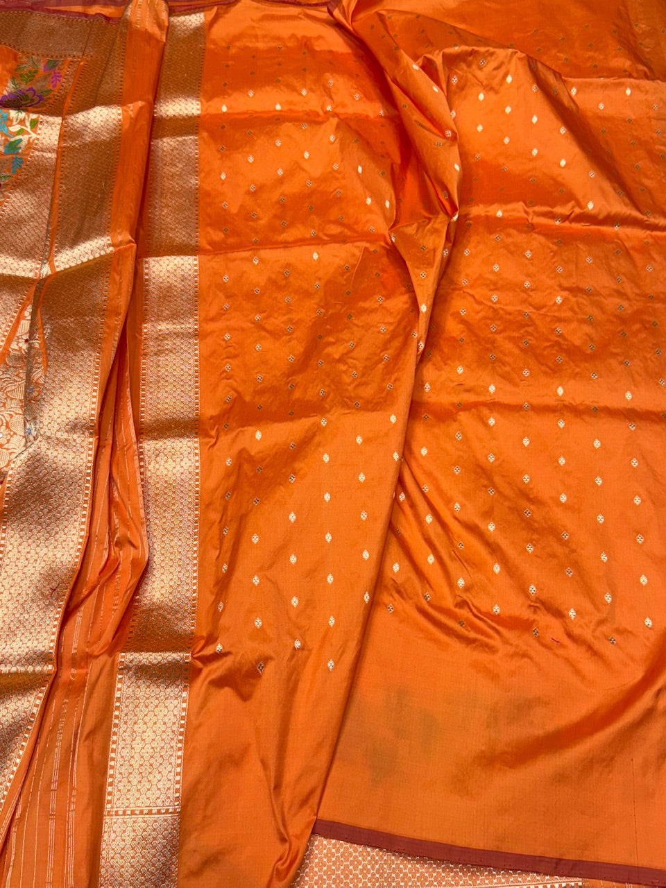 Orange Handwoven Banarasi Pure Silk Saree