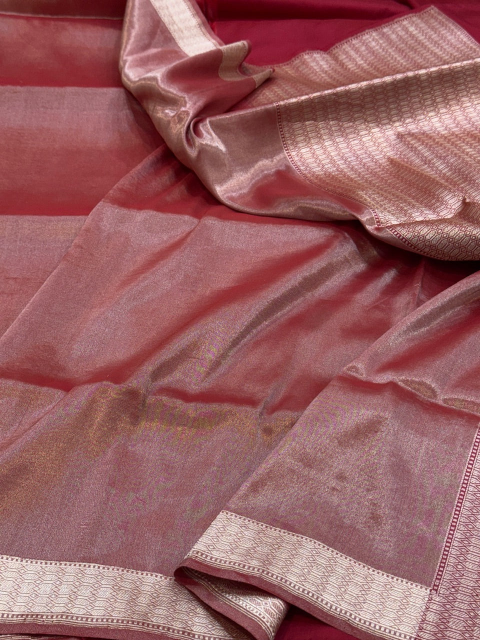 Red Handwoven Pure Tissue Saree