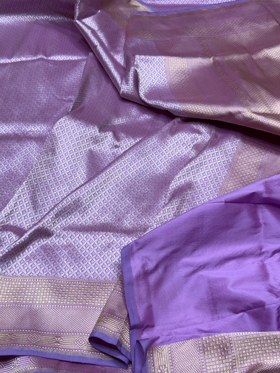 Lavender Handwoven Pure Silk Brocade Saree