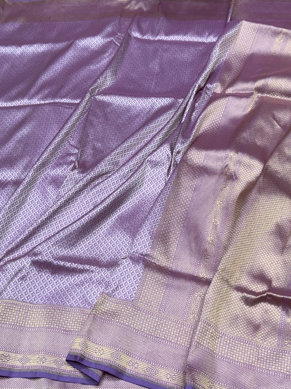 Lavender Handwoven Pure Silk Brocade Saree
