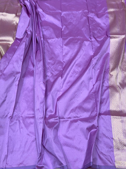 Lavender Handwoven Pure Silk Brocade Saree