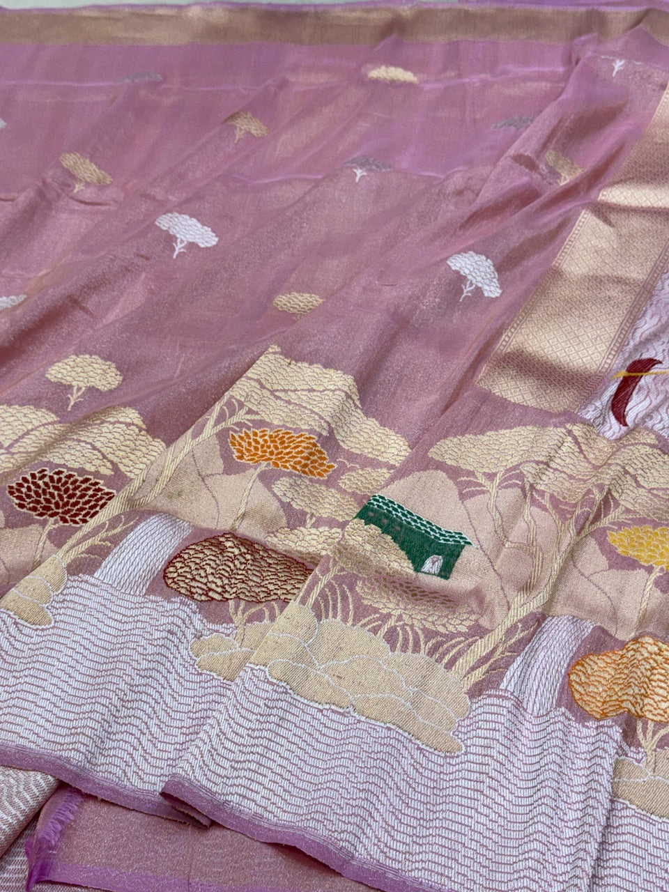 Baby Pink Handwoven Pure Tissue Saree