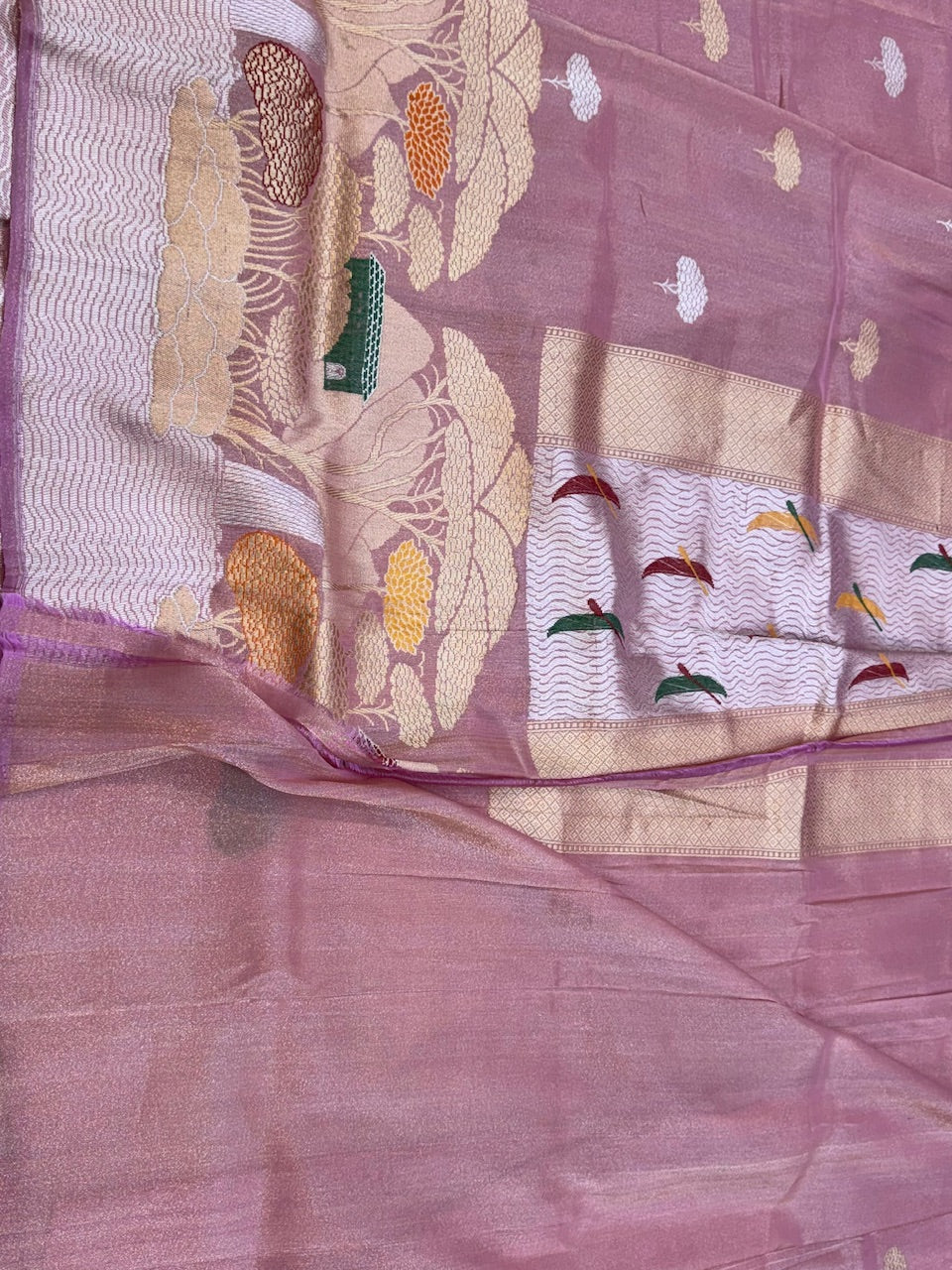 Baby Pink Handwoven Pure Tissue Saree