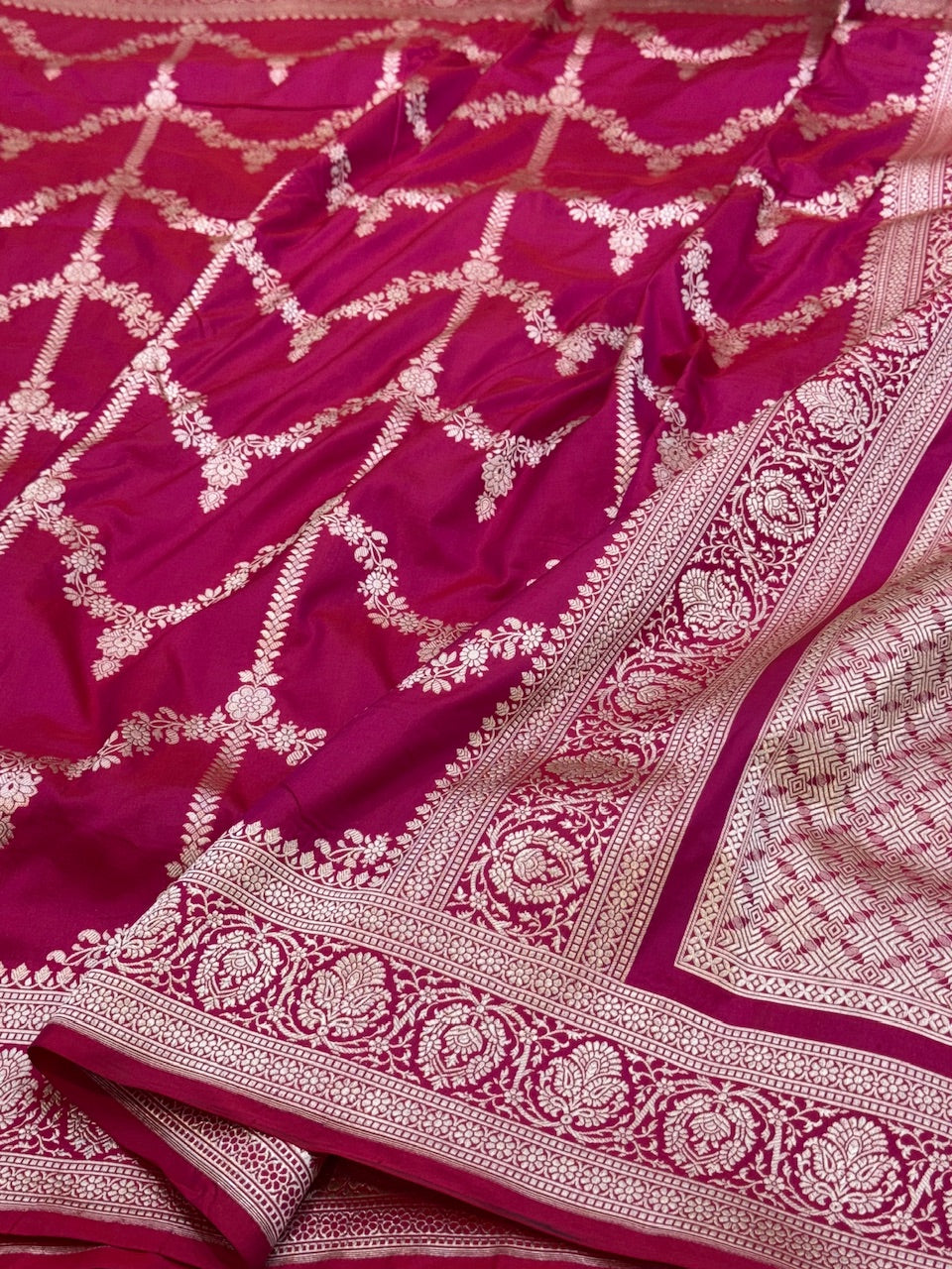 Rani Pink Pure Silk Saree