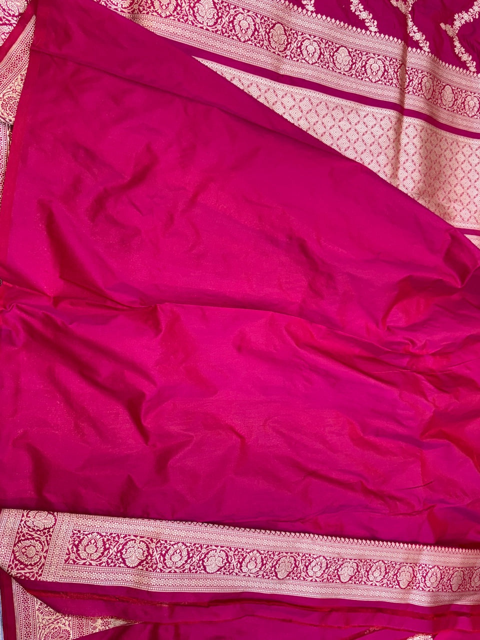 Rani Pink Pure Silk Saree