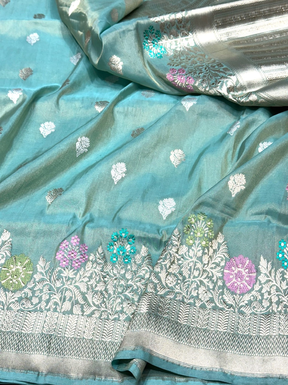 Sea Green Handwoven Tissue Saree