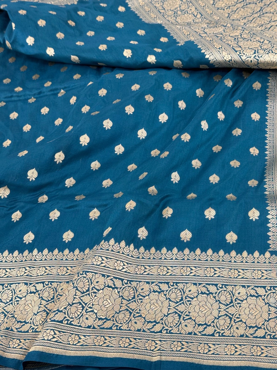 Cobalt Blue Pure katan Silk Saree