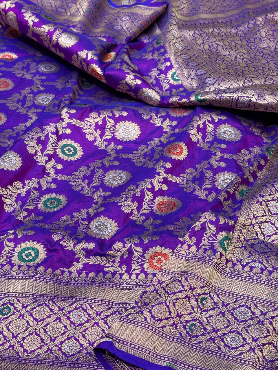 Purple Minakari Pure Silk Saree