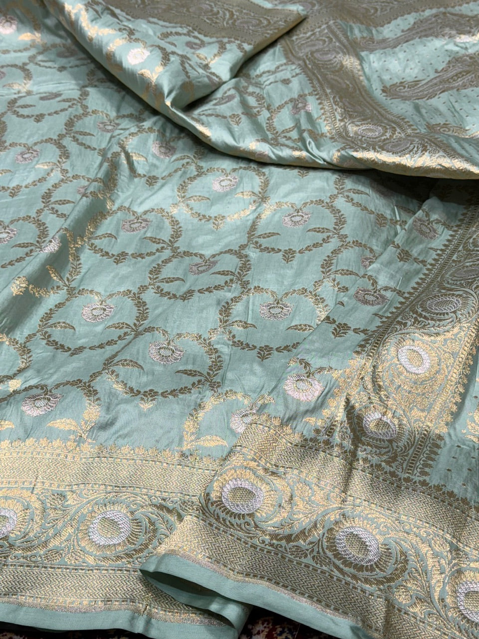 Powder Blue Sona Rupa Pure Silk Saree