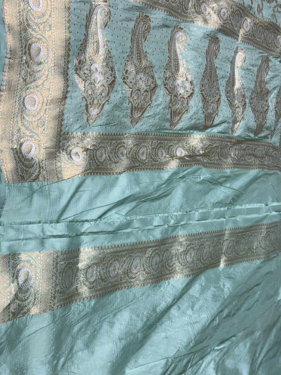 Powder Blue Sona Rupa Pure Silk Saree