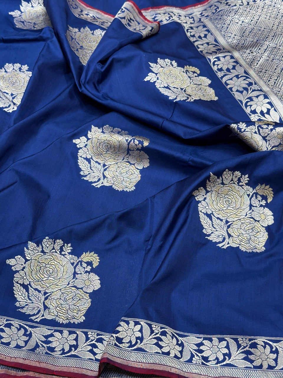 Royal Blue Ektara Handwoven Pure Banarasi Silk Saree