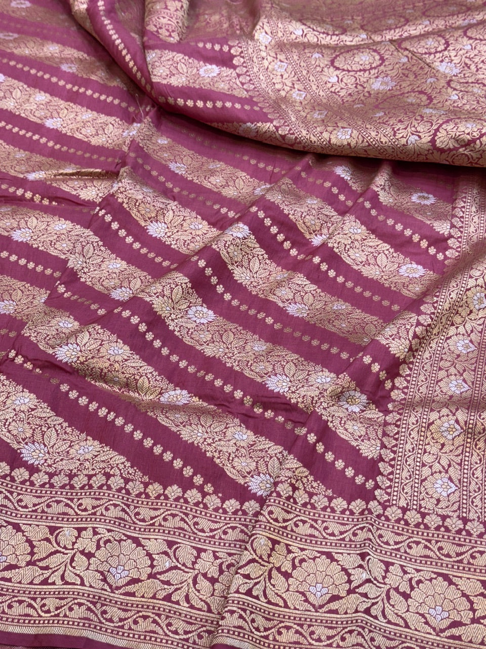 Gajiri Pink Sona Rupa Pure Silk Saree