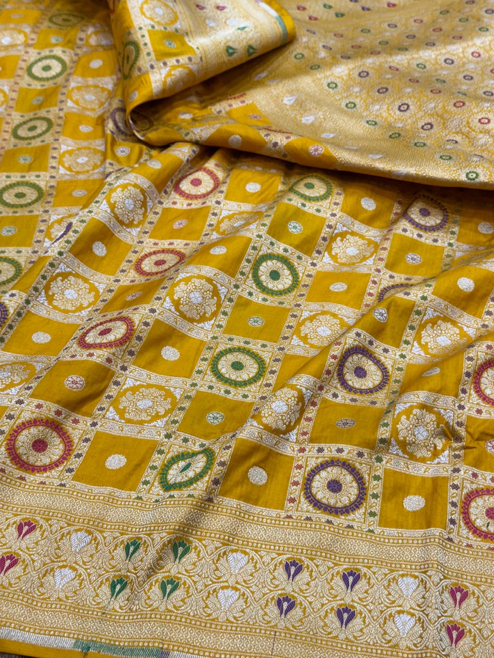 Yellow Minakari Pure Silk Saree