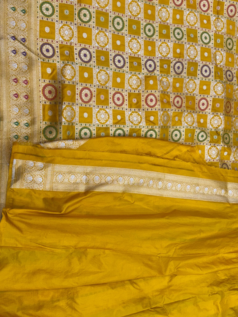 Yellow Minakari Pure Silk Saree