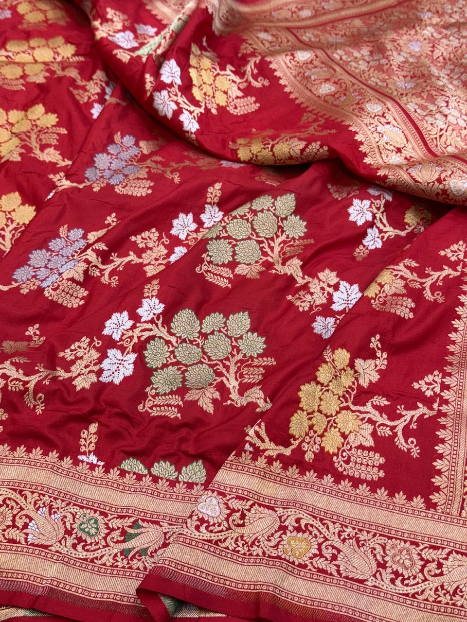 Red Minakari Pure Silk Saree