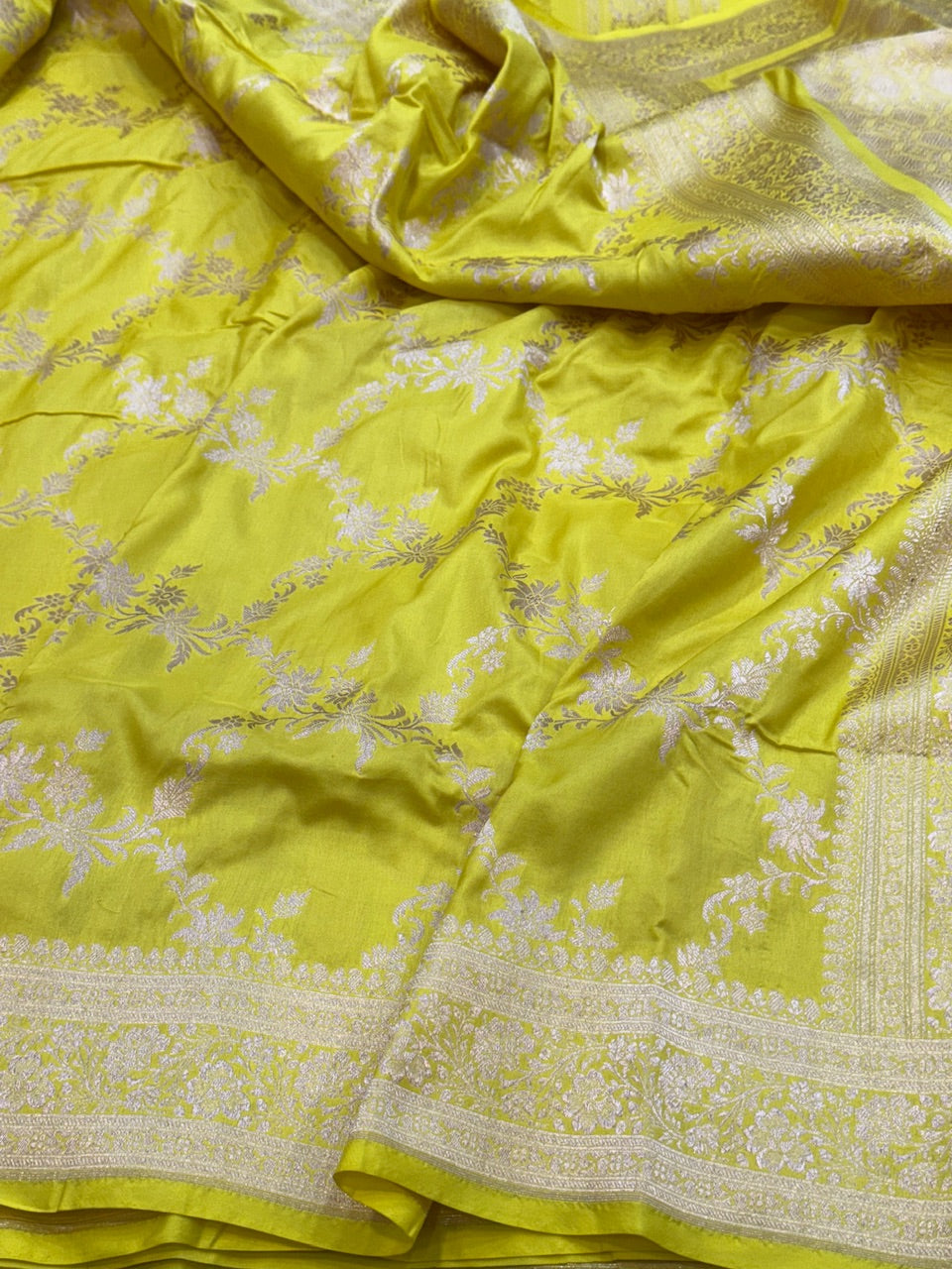 Yellow Pure Silk Saree