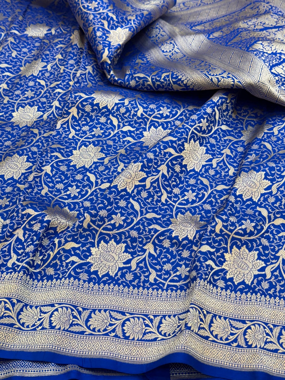 Blue Pure Silk Brocade Saree