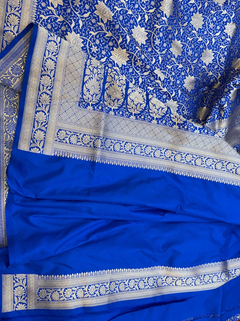 Blue Pure Silk Brocade Saree