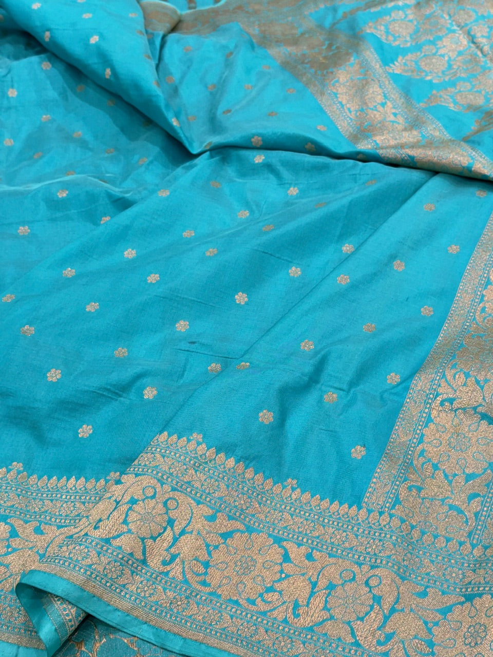 Sky Blue Pure Silk Saree