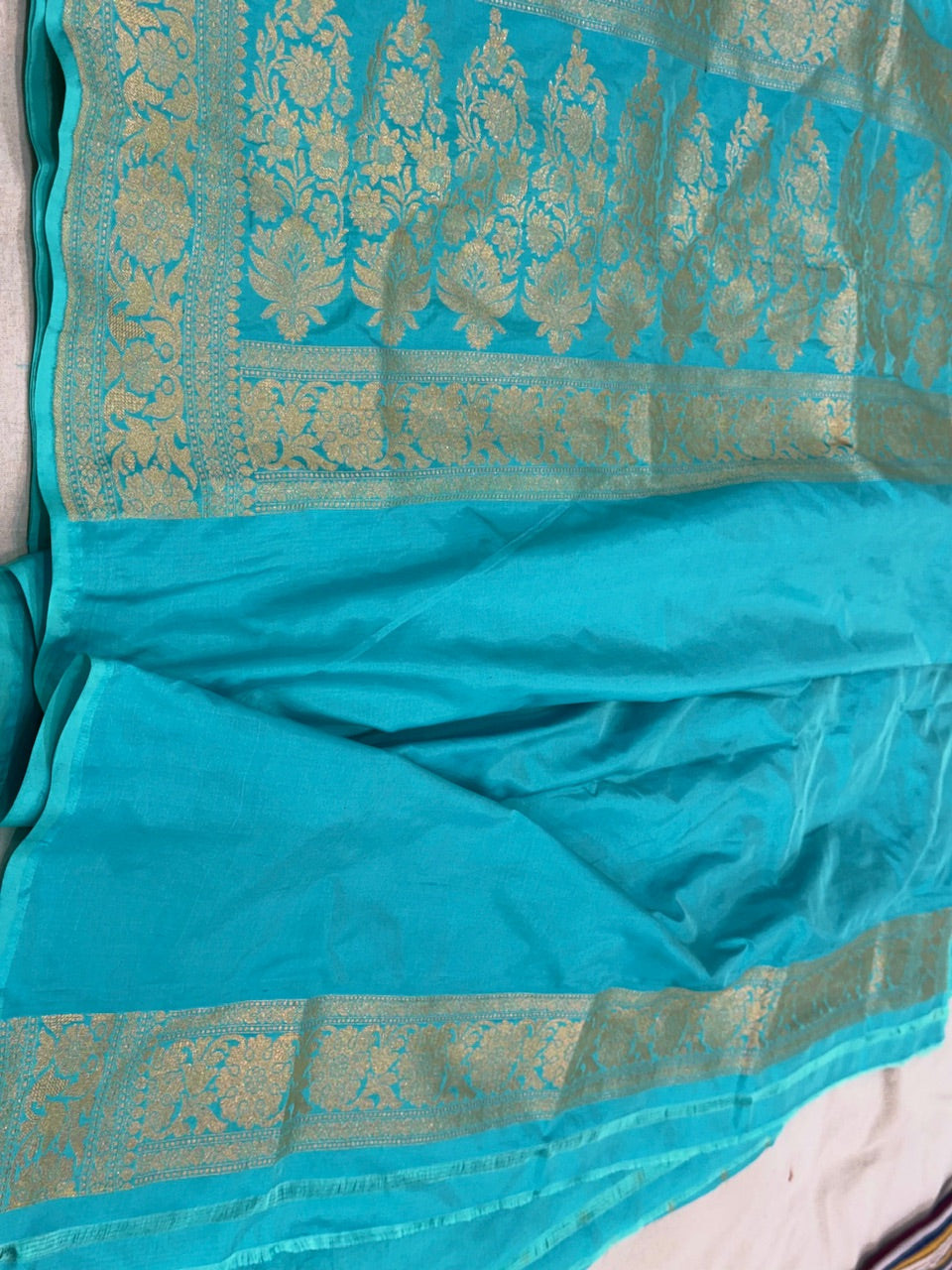 Sky Blue Pure Silk Saree