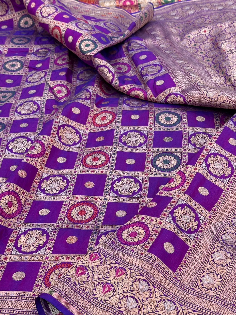 Purple Minakari Pure Silk Saree