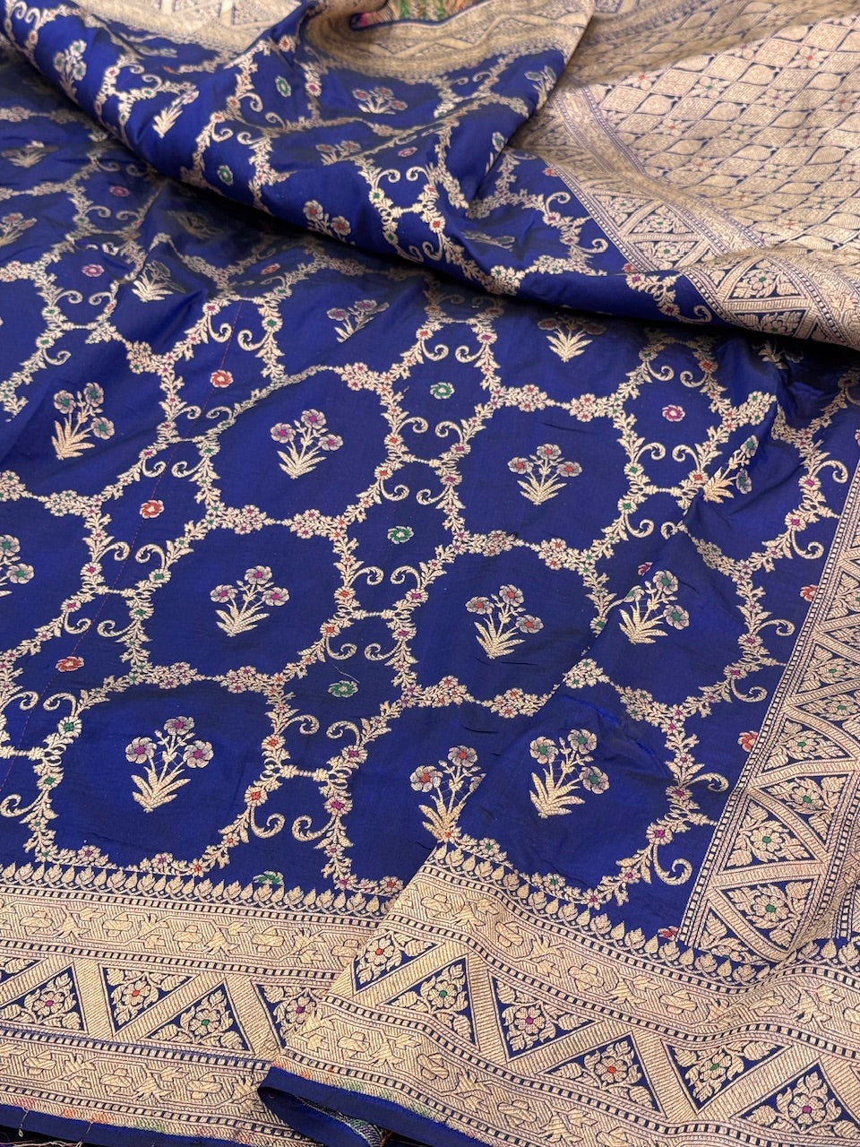 Royal Blue Minakari Pure Silk Saree