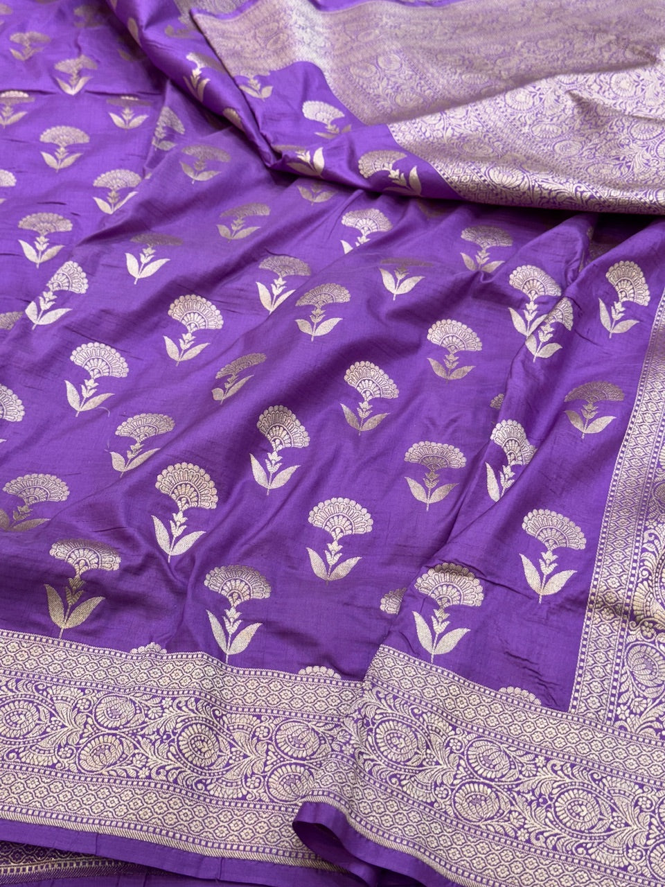 Lavender Pure Silk Saree